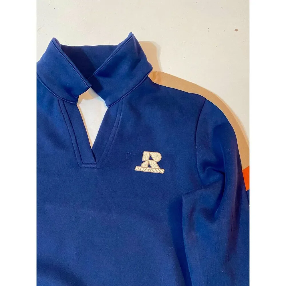 Kids L Navy Athletic Pullover | Stretch Sweatshirt